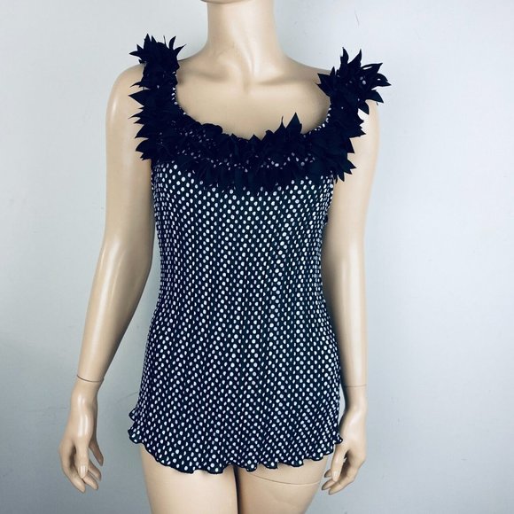 Kaelyn Max 2000's Y2K Style Gothic Grunge Polka Dot Accordion Women's Top L - Picture 1 of 14